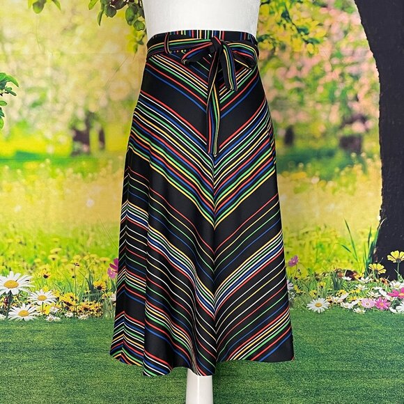 Vintage 70s Rainbow Chevron Skirt - Picture 1 of 6